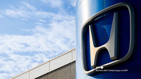 The Honda logo is displayed at the Howdy Honda dealership on 18 March 2024 in Austin, Texas. Honda Motor and Nissan Motor shares rose significantly after the companies announced a collaboration on electric vehicles. Nissan shares rose 5.6%, with Honda shares rising 2.7%. The collaboration is an effort to compete with other automakers both in the U.S. and China.