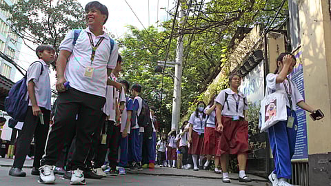 (FILES PHOTO) Students of Araullo High School in Manila enjoy a light day at school on Thursday but come next school year, more than 17,000 Grade 11 students currently enrolled in state universities and colleges, and local universities and colleges might not be smiling as they could get displaced from the Commission on Higher Education order for SUCs and LUCs to stop offering the senior high school program. Last December, CHEd issued a memorandum directing the governing bodies of SUCs and LUCs to cease the SHS program as there are no longer legal bases to fund it.