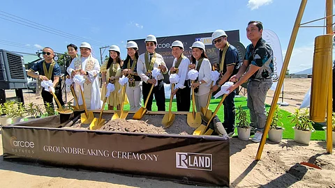 Founder and Chairman of the Board Dr. Reghis M. Romero II of the RMR Capital Inc., and R Land EVP for Marketing Cirstin Brittniann Romero-Tanbonliong lead the groundbreaking ceremony of the Arcoe Estates held at the Sapalibutad Road in Angeles City, Pampanga on Tuesday.