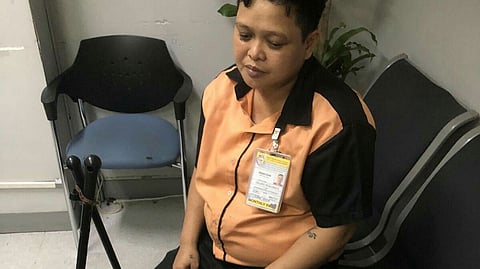 Rosalinda Celero – an airport cleaner stationed at the Ninoy Aquino International Airport Terminal 3 – surrenders the thousands of dollars she found hidden inside a sock which was left behind by a passenger on Thursday.