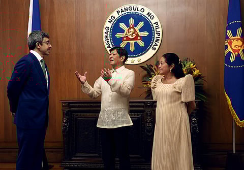 H.H. Sheikh Abdullah bin Zayed Al Nahyan, Minister of Foreign Affairs of UAE meets with President Ferdinand Marcos Jr. and First Lady Liza Aranete-Marcos during a courtesy call at the Malacanang Palace on Tuesday, 4 June.