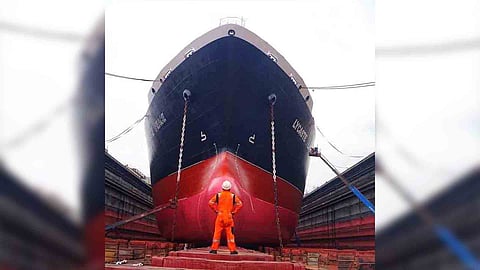 Another merchant vessel prepares for deployment and the crew would likely have the dependable Filipino seafarers in it.