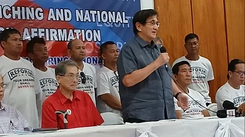 FORMER Senator Gregorio 'Gringo' Honasan talks about the mission and vision of Reform PH Party during its launching on Monday.