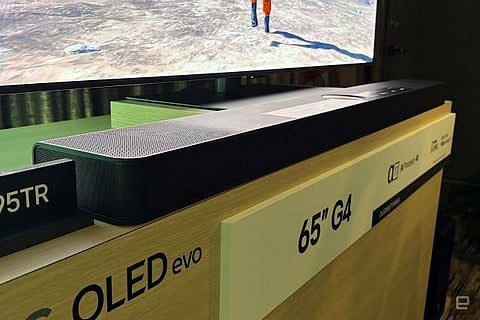 THE LG S95TR soundbar fits well under a TV screen of at least 65 inches.