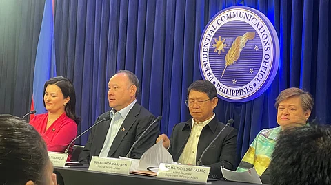 Defense Secretary Gibo Teodoro, Nat’l Security Adviser Eduardo Año, and Foreign Affairs Acting Secretary Maria Theresa Lazaro