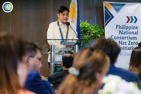 CCC vice chairperson and executive director Robert E.A. Borje speaks at the launching ceremony of the Philippine National Consortium on Net Zero Initiative.