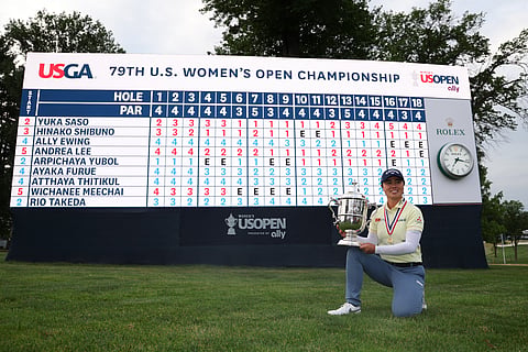 YUKA Saso celebrates after becoming the youngest player to win the US Women’s Open on Monday (Manila time) at the Lancaster Golf Club in Lancaster, Pennsylvania.