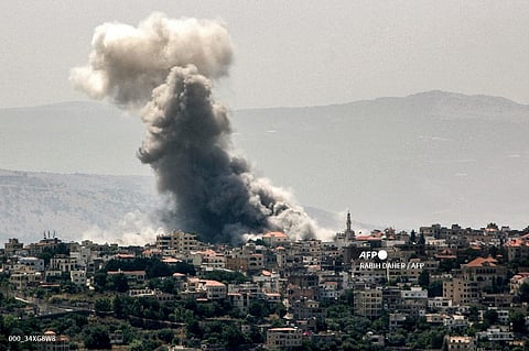 SMOKE billows during Israeli bombardment on the village of Khiam in south Lebanon near the border with Israel amid ongoing cross-border tensions as fighting continues between Israel and Hamas in the Gaza Strip.