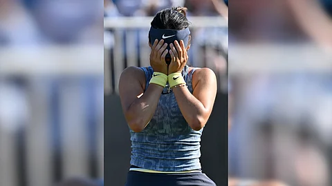 EMMA Raducanu celebrates after shocking second seed Jessica Pegula, 4-6, 7-6 (8/6), 7-5, in the Eastbourne International.