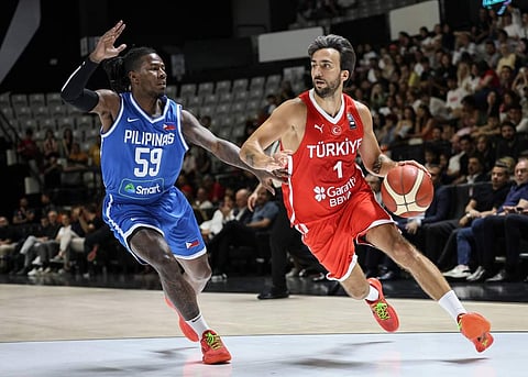 CJ Perez (left) and Gilas Pilipinas get a taste of European brand of basketball in their friendly match against Turkey ahead of the FIBA OQT in Latvia next week.