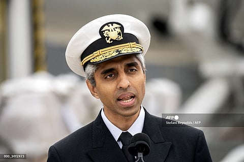(FILES) US Surgeon General Vivek Murthy speaks after a shipment of infant formula, sent in through Operation Fly Formula, arrived at Dulles International Airport in Dulles, Virginia, on May 25, 2022. Murthy on June 25, 2024, issued a landmark advisory declaring gun violence a "public health crisis" and calling for wide-ranging firearm controls that have historically met stiff political opposition. The advisory is the first such major report on gun violence from a surgeon general, whose office has limited authority but plays a significant role in public health issues.