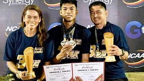 THE partnership between Elma Muros-Posadas (left) and her husband, Jojo (right), had given Frederick Ramirez a chance to emerge as MVP in the track and field competition of NCAA Season 99.