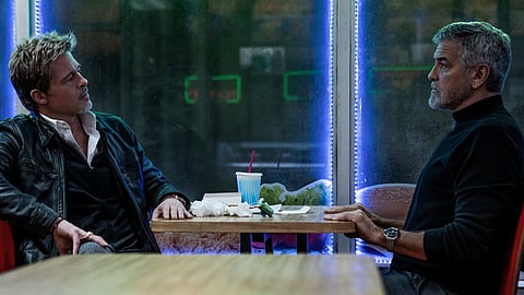 Brad Pitt and George Clooney in Wolfs.