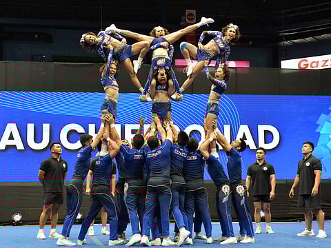 ARELLANO University displays grace under pressure to bag its fifth straight title in Season 99 NCAA Cheerdance Competition last Wednesday.