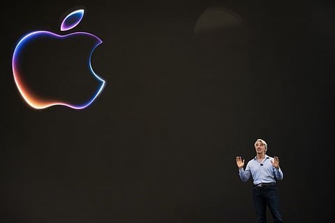Craig Federighi, Apple senior vice president of software engineering, speaks during Apple's annual Worldwide Developers Conference (WDC) in Cupertino, California on June 10, 2024.