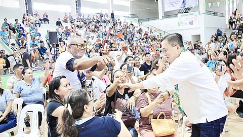 SENATOR Christopher 'Bong' Go visits indigent residents from San Vicente, Northern Samar where he distributes vitamins, snacks, shirts, basketballs and volleyballs.