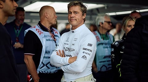 Hollywood actor Brad Pitt, acting in an upcoming Formula One-based movie, follows practice ahead of the Formula One British Grand Prix at Silverstone