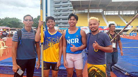 Palarong Pambansa standouts Aaron Angeles (left) and Francis Allen Sillar are keen on following the footsteps of world-rated E.J. Obiena.