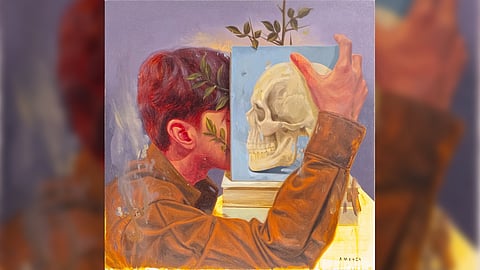 Amos Malayao’s ‘End-cyclopedia,’ oil on canvas, 24 x 24 inches, 2024.