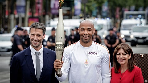 Paris 2024 Olympics and Paralympics Organising Committee (Cojo) Tony Estanguet, Thierry Henry and Mayor of Paris Anne Hidalgo.