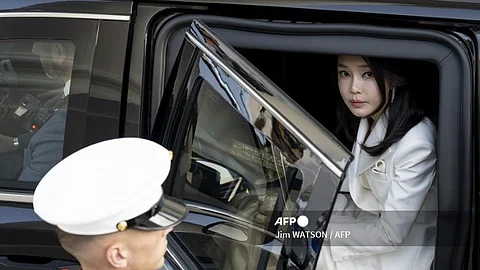 (FILES) South Korean First Lady Kim Keon Hee arrives for a State Dinner at the White House in Washington, DC, on 26 April 2023.