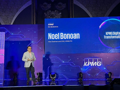 KPMG Philippines vice chairman and chief operating officer Noel Bonoan talks about the firm’s technology efforts at its Innovation Summit in Bonifacio Global City, Taguig on 4 July.