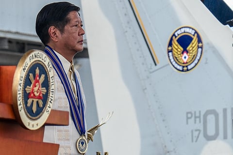 Guardians of the sky President Ferdinand Marcos Jr. watches intently in this composite image as members of the Philippine Air Force show their various capabilities, including patrolling the country’s airspace and bringing in commandoes from the sky via Blackhawk helicopters.
