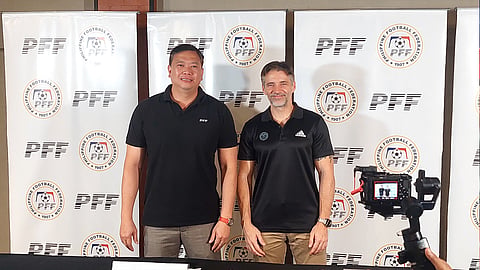 PFF president John Gutierrez (left) and PFF national team director Freddy Gonzalez ensure that all is well in the national women’s team’s management.