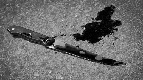 bloody knife B&W