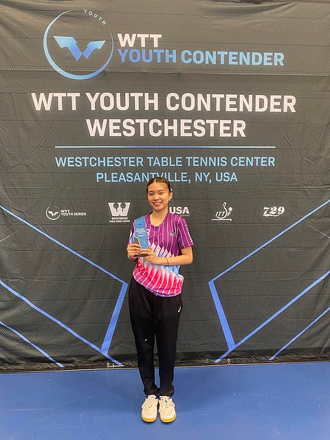 Kheith Rhynne Cruz displays her perfect form to capture the WTT Youth Contender Westchester 2024 U19 girls singles title.