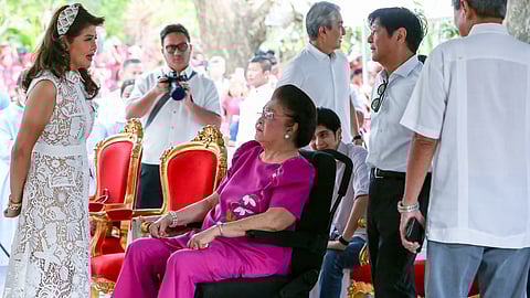 (FILE PHOTO) President Ferdinand Marcos Jr. and family attend mass for former President Ferdinand E. Marcos Sr. at the Libingan Ng Mga Bayani in Taguig City on All Saints Day, 1 Nov. Also present are former First Lady Imelda R. Marcos, Senator Imee Marcos, Irene Marcos-Araneta, First Lady Liza Araneta-Marcos, and presidential sons Simon and Vincent.