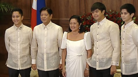 FIRST Lady Liza Araneta-Marcos wears a Paul Cabral design in pure silk chiffon terno.
