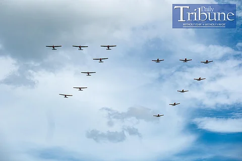 (File Photo) President Ferdinand R. Marcos Jr. leads the 77th Founding Anniversary of the Philippine Air Force on 1 July 2024 at Basa Air Base, Floridablanca, Pampanga. PBBM also witnessed the PAF capability demonstration, which included a simulation of air operations to retake territory by destroying enemy command and control. The demonstration featured high passes, a Figure 77 formation, a parade, and a final pass.
PAF also honored its members with awards for outstanding performance. The president was joined by Philippine Air Force Commanding General Lt. Gen. Stephen P. Parreno, Special Assistant to the President Secretary Antonio Ernesto F. Lagdameo Jr., Defense Secretary Gilberto C. Teodoro Jr., and Armed Forces of the Philippines Chief of Staff Gen. Romeo S. Brawner Jr., among others.