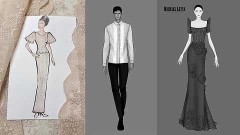 Preview Rendering of the SoNA attire of (from left) Senator Risa Hontiveros and the Tulfo spouse.