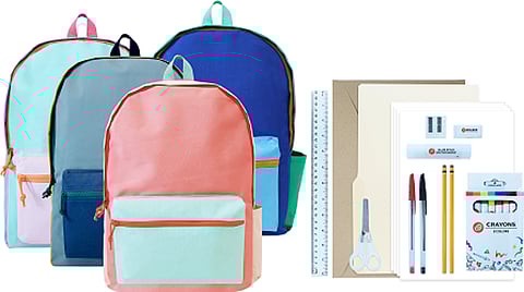 School bag with free school supplies.