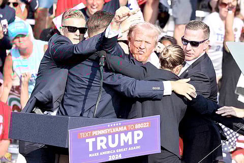Front-row vantage point Matthew Crooks had a direct line of fire when he attacked former US President Donald Trump during a campaign rally Sunday (Manila time) in Butler, Pennsylvania, as seen from this info graphic. A police sniper needed only a single shot to neutralize the threat. Trump escaped certain death by a few millimeters as he sustained a wound to an ear.