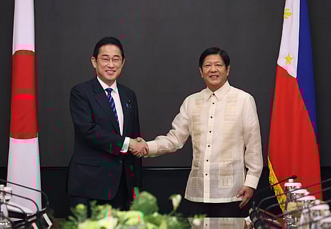 Power shake. Japanese Prime Minister Fumio Kishida, (left) and President Ferdinand Marcos Jr. are confident the recently signed Reciprocal Access Agreement would signal a major shift in Japan-Philippines relations. The defense agreement, to take effect after ratification by the two countries’ legislatures, is the first pact forged by Japan in Asia.