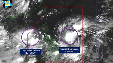 Butchoy formed west of Batangas, while Carina developed east of Eastern Visayas.