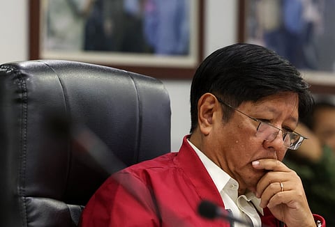 President Ferdinand R. Marcos Jr. at the NDRRMC in Quezon City on Wednesday, July 24, 2024, during the situational briefing on the effects of typhoon Carina enhanced by southwest monsoon.