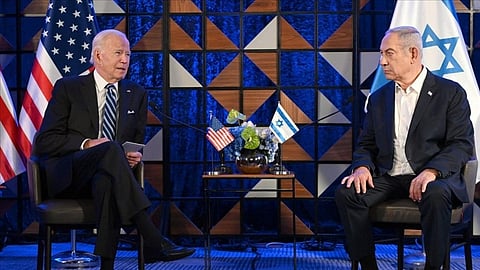 US President Joe Biden with Prime Minister Benjamin Netanyahu during a visit to Israel in October.