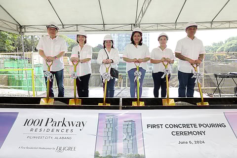 FROM left: Winnie Lim, first senior vice president, chief technical planning officer of SharePro Inc.; Cherie Fernandez, president and chief operating officer of SPI and president of Dreambuilders Pro Inc.; Chiqui Huang, chief executive officer of Filinvest Development Corp.; Catherine Ilagan, president and CEO of Filinvest Alabang Inc.; Daphne Sanchez, senior vice president for residential and estate of FAI; and Don Ubaldo, first vice president for Townships of FAI.