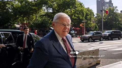 U.S. Sen. Bob Menendez (D-NJ) arrives for his federal bribery case in Manhattan federal court on July 16, 2024 in New York City. Menendez and his wife Nadine are accused of taking bribes of gold bars, a luxury car, and cash in exchange for using Menendez's position to help the government of Egypt and other corrupt acts according to an indictment from the Southern District of New York.