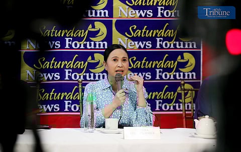 (August 3 2024)………Maria Cristina Aldeguer-Roque, the newly appointed Acting Secretary of the Department of Trade and Industry, attended the Saturday News forum in Quezon City on Saturday, August 3, 2024. Roque previously served as DTI's undersecretary and has been assigned to temporarily lead the department following the resignation of DTI Secretary Alfredo Pascual……….Photo/Analy Labor