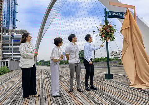 FROM left: Mariana Zobel de Ayala, ALI SVP, Leasing & Hospitality Group head and AEPDC vice chairman; Meean Dy, ALI president and CEO; Kyle Tan, president and CEO of Eton Properties; and Lucio Tan III, president of Lucio Tan Group Inc. and AEPDC board member.