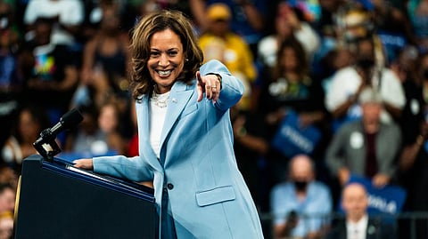Vice President Harris addresses a rally in Atlanta on Tuesday.