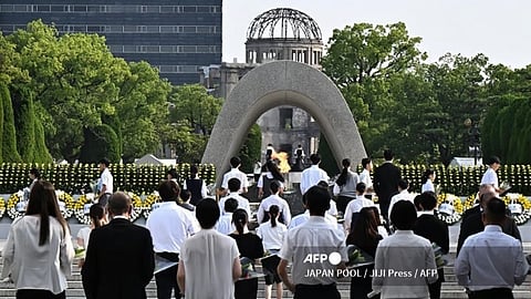 REPRESENTATIVES lay flowers at the Peace Memorial Park in Hiroshima, Japan on 6 August 2024, during ceremonies to mark the 79th anniversary of the world’s first atomic bomb attack.