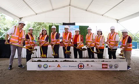 FROM left: Imus City Administrator Tito Monzon; Ayala Land Inc. vice president for External Affairs Dindo Fernando; ALI SVP and head of Estates Group Chris Maglanoc; ALI VP and senior project development head of Estates Group Mayi Platero Rodriguez; Philippine Red Cross Cavite Chapter chairperson of Board of Directors Dir. Gilbert Cesar Remulla; PRC chairman and CEO Richard Gordon; Okada Foundation Inc. president James Lorenzana; PRC secretary general Dr. Gwendolyn Pang; First Orient International Ventures Corp. manager Ron Andre Lim, and Cavite Provincial Health Officer for Public Health and Technical Services Dr. Nonie John Dalisay, graced the ceremonial ground-breaking ceremony of Cavite’s first blood center at the Vermosa Estate in Imus, Cavite.