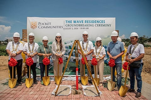 Groundbreaking ceremony for The Wave Residences by Pocket Communities which was attended by Pocket Communities independent director Benny Cabrieto; chief operating officer Red Rosales; Vice Mayor Mildred Belo Sanchez; director Veronica Mulingbayan, President and CEO Ian Mulingbayan, director Aurora Mulingbayan, Mayor Antonio Barcelon and Barangay Chairman Rodrigo Caraig Villena, Jr.