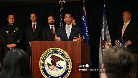 US Attorney for the Central District of California, Martin Estrada, speaks during a press conference on 15 August 2024, announcing arrests in the death of "Friends" actor Matthew Perry, in Los Angeles. US investigators have charged five people in connection with Perry's death. "These defendants took advantage of Mr. Perry's addiction issues to enrich themselves. They knew what they were doing was wrong. They knew what they were doing was risking great danger to Mr. Perry, but they did it anyways," said Estrada.
