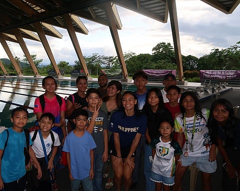 KAYLA Sanchez conducts a free swimming clinic to young athletes at the New Clark City Aquatic Center in Tarlac.